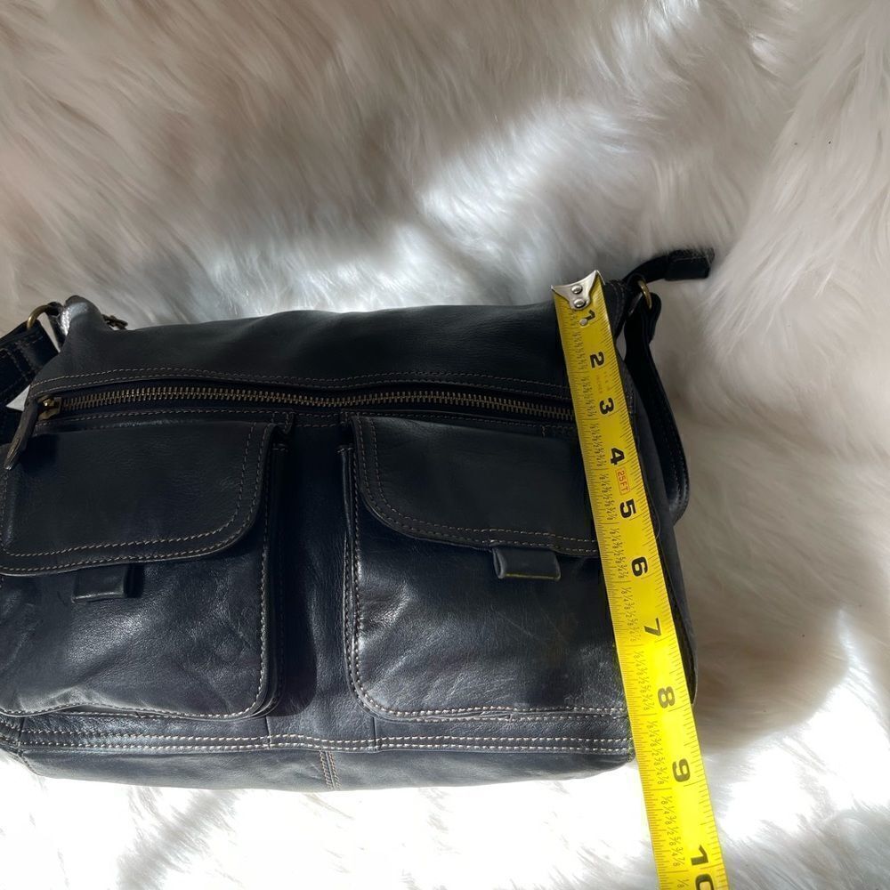 Fossil black soft leather shoulder with antique tone hardwares adjustabl… - Picture 7 of 16